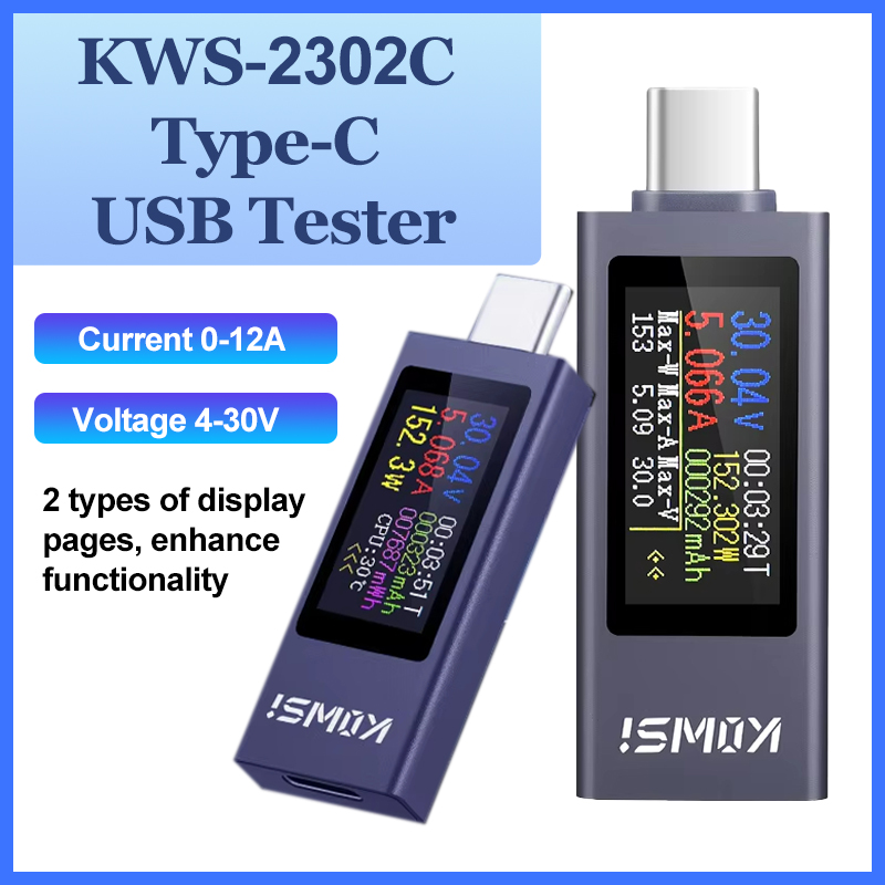 Usb Ammeter Tester - KWS-2302C Tipo-C USB Tester Display digitale