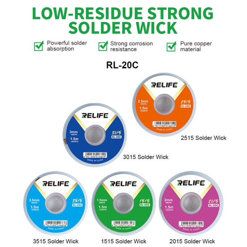 Solder Wick Braid - RELIFE RL-20C Stoppino per Saldatura per
