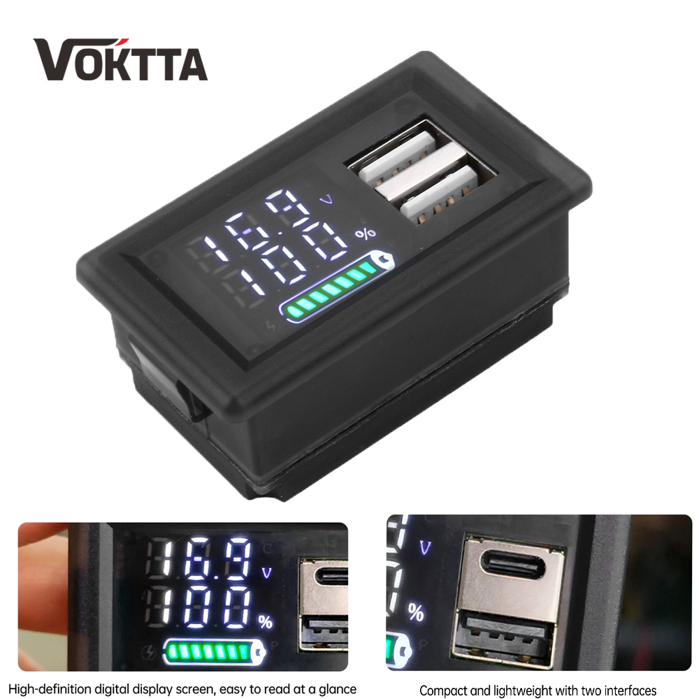 Usb Ammeter Tester - USB + Tipo-C/Doppio USB 9V 12V