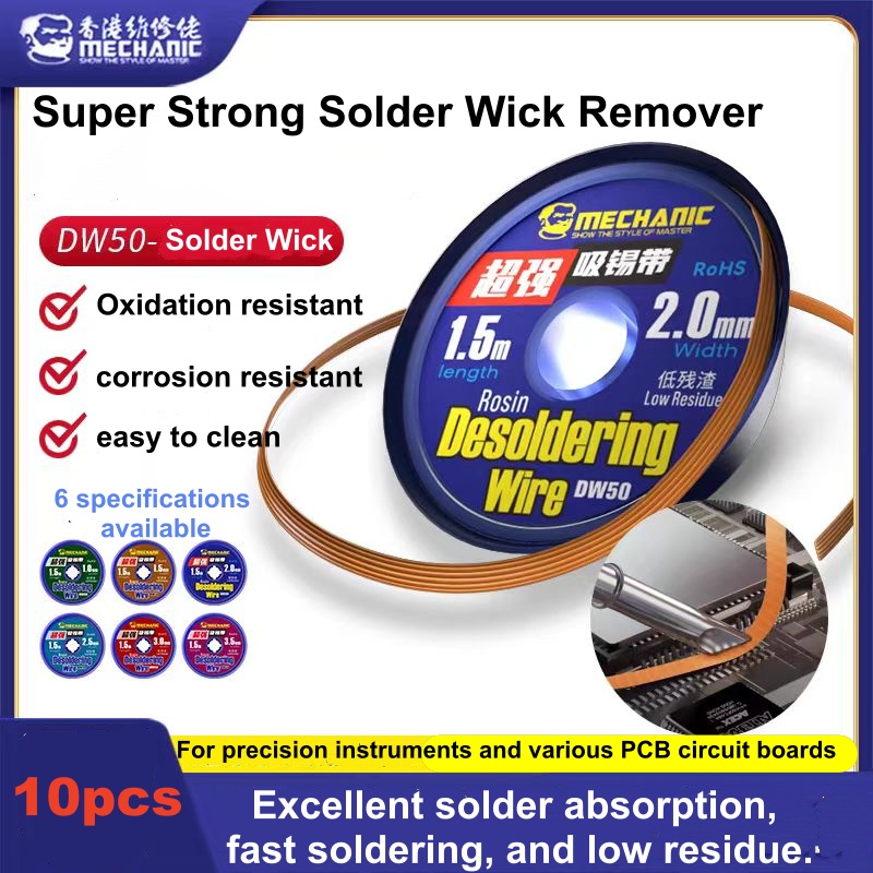 Solder Wick Braid - 10 pz. Fili di rame ad