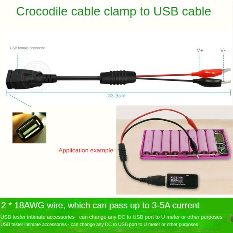 A01E-2Pcs Pinze a Coccodrillo  - Usb Ammeter Tester recensione e prezzo