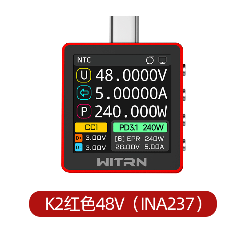 Nuova Versione Rossa WITRN K2  - Usb Ammeter Tester recensione e prezzo